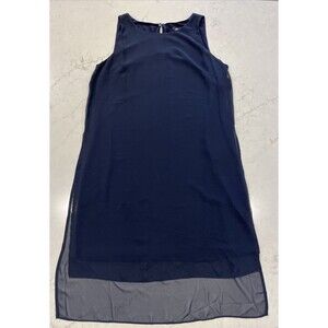 Suite 7 Womens Sleeveless Dress Navy Sheer Layered Lined Shift Knee‎ Length Sz 8